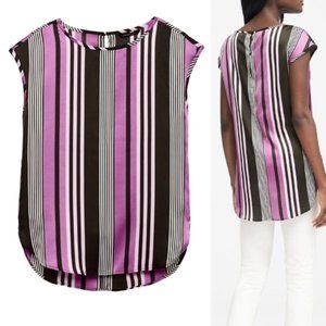 Banana Republic Sleeveless Striped Crewneck Hi/Lo Top | L